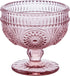 Vintage Flower Embossed Glass Footed Dessert Bowl Ice Cream Bowl Trifle Bowl Salad Bowl Candy Cake Bowl for Home Party Wedding 9oz-Pink...