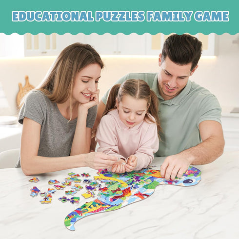 130 Piece Dinosaur World Jigsaw Puzzle for Kids 4-10, Tyrannosaurus Rex Floor Puzzle for Preschool Learning (21.42 X 16.42 in)...