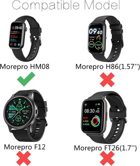 Wrist Strap Compatible for MorePro HM08 Fitness Tracker Watch Band, Replacement Soft Silicone Wristband Sport Strap for MorePro HM08 Fitness Track...