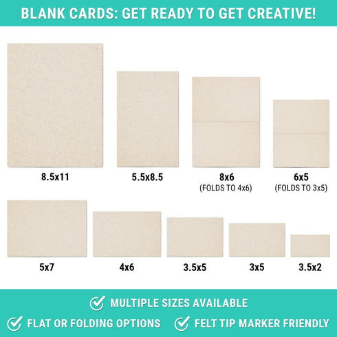 321Done Plain Blank Kraft Cards, Made in USA - 5x7 Thick, Heavyweight Rustic Card Stock Supplies to Make Invites, Greeting, Table Cards, Paper Cra...