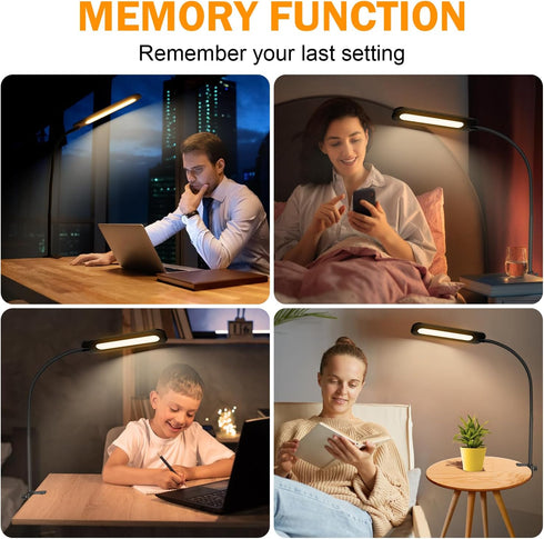 LED Desk lamps with Clamp for Home Office,High Brightness,3 Color Temperatures and Dimmable Clip On Desk Light,Flexible Gooseneck Desk Lamp with U...
