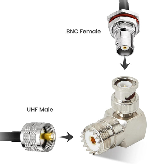Anina BNC Male to UHF Female SO239 Jack Coax Connector Right Angle RF Antenna Adapter for Ham Radio CB Antenna Scanner Coaxial Cable 2-Pack...