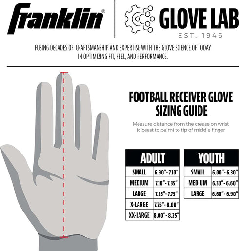 Franklin Sports Supratak Football Receiver Gloves - White/Chrome - Adult Small...