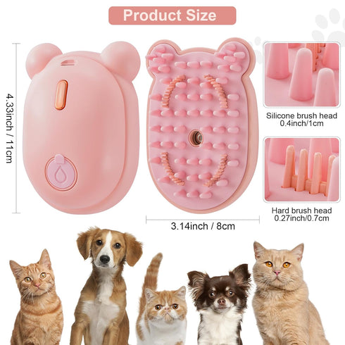 Cat Steam Brush Rechargeable Cat Brush Steamer for Shedding,Self-Cleaning Grooming Brush for Long &Short Haired Dogs and Cats,Remove and Clean Tan...