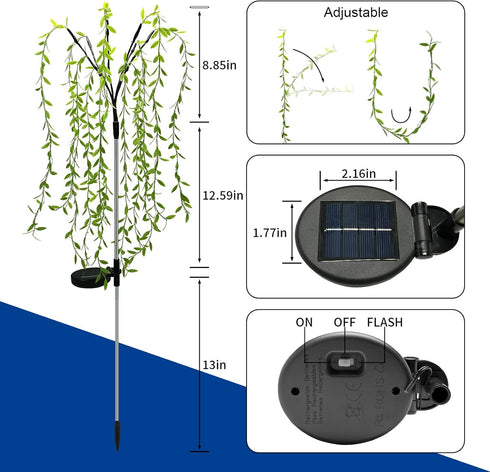 Solar Willow Tree Lights Outdoor Garden Patio Decor Waterproof, 2 Pack Soalr Twinkle Lights for Yard Decorations Outside, LED Fairy Lights Accesso...