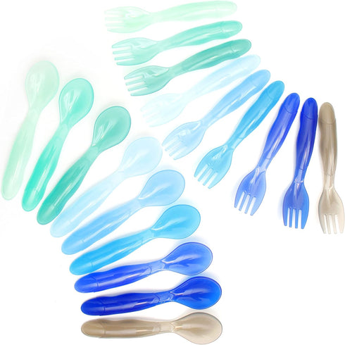 Youngever 18 Pcs Plastic Toddler Utensils, Plastic Kids Forks Kids Spoons, Large Size, Set of 9 in 9 Coastal Colors...