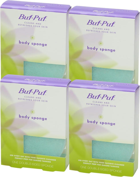 Buf-Puf Body Sponge, Bath Sponge, Dermatologist Developed, Cleanses Skin of Dirt, and Excess Oil, Reusable, Exfoliating, 4 Count...