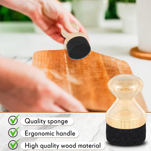 2 Pcs Cutting Board Oil Wax Applicator Butcher Block Oil Rectangular Circular Wooden Cutting Board Mineral Oil with Handle for Wood Surfaces Resto...