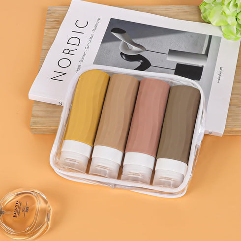 Silicone Travel Bottles for Toiletries TSA Approved Travel Size Containers Set 3 Pack Portable Leak Proof Refillable Cosmetic Squeeze Bottles Sham...