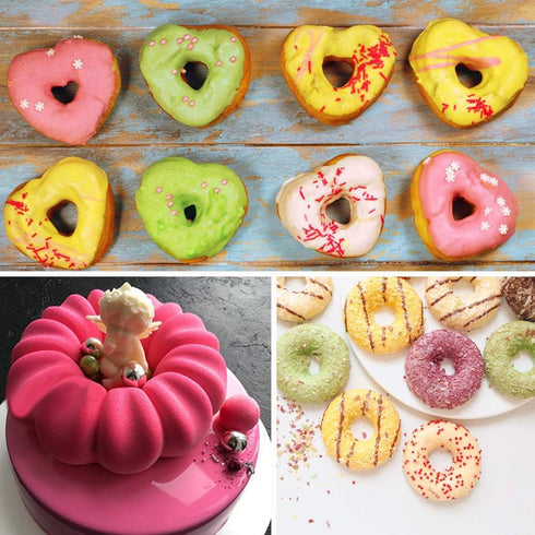 3 Pack Silicone Donut Pan for Baking Donut Maker, Silicone Pancake Mold Non-stick Doughnut Pan Muffin Cupcake Bagel Making Tray...