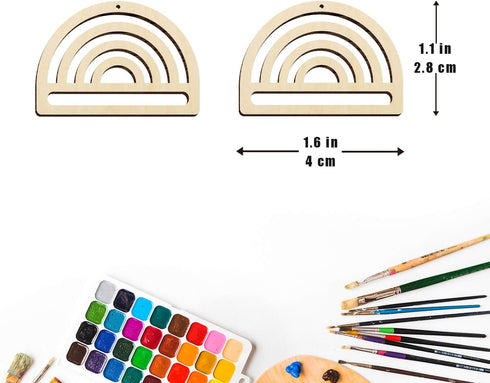Macrame Earring Blanks Wood Earring Findings DIY Rainbow Earrings Pendants for Women Jewelry Making 1.6”x1.1” -24pcs...