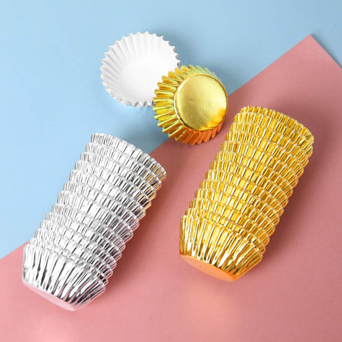 Elcoho 600 Pieces 1.25 Inch Mini Foil Metallic Cupcake Liners Muffin Paper Cases Baking Cups, Gold and Silver...