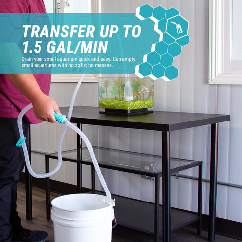 TERA PUMP BPA Free 10 feet Hose Aquarium Cleaner Siphon Pump - Hand Siphon Pump to Drain LONG Distance Replace Your Water in Minutes! WFC (Water F...