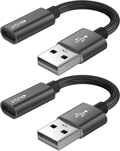 USB C Female to USB Male Adapter (2-Pack),Type C to USB A Charger Cable Adapter, Compatible with iPhone 14 13 12 11 Pro Max,iPad 2018,Samsung Gala...