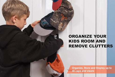 Perfect Curve CapRack | Over-The-Door Hat Organizer for Baseball Caps | 2 Straps, Holds 18-36 Adjustable Caps | Black...