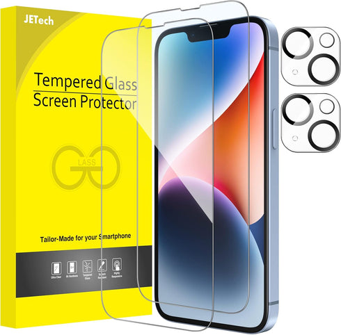JETech Full Coverage Screen Protector for iPhone 14 Plus 6.7-Inch with Camera Lens Protector, Tempered Glass Film, HD Clear, 2-Pack Each...