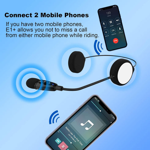 EJEAS E1+ Motorcycle Helmet Bluetooth Headset, Bluetooth 5.1 Helmet Speaker with Auto Answering Call and Noise Reduction Function, Motorcycle Helm...