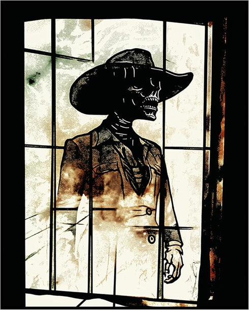 Posterizer 1 pcs-Skeleton/death at the door- creepy holloween art-Gothic Art-Western Art-Gifts for Men-Living Room Bedroom Decor- unframed wall ar...