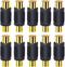 10 Pack Audio Video Gold RCA Female to Female Coupler Connector Adapters,Gold Plated RCA Female to Female Coupler,Compatible with Phono,Speaker,RC...