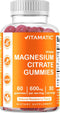 Vitamatic Magnesium Citrate Gummies 600mg per Serving - 60 Vegan Gummies - Promotes Healthy Relaxation, Muscle, Bone, & Energy Support (60 Gummies...