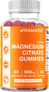 Vitamatic Magnesium Citrate Gummies 600mg per Serving - 60 Vegan Gummies - Promotes Healthy Relaxation, Muscle, Bone, & Energy Support (60 Gummies...