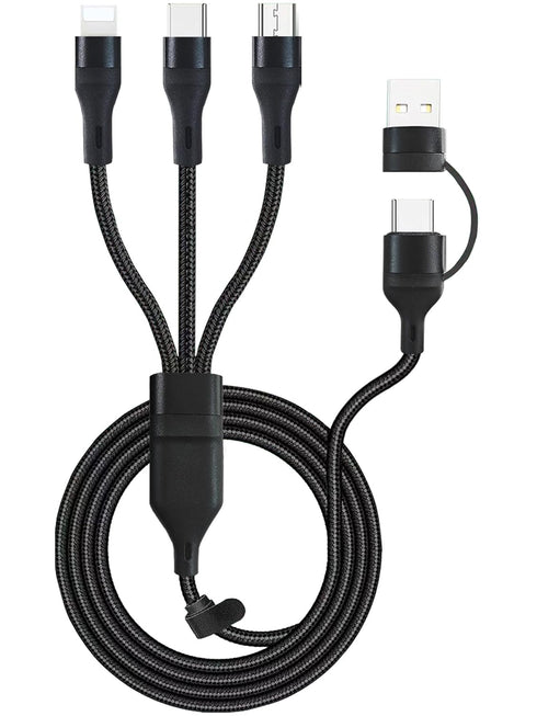 100W Multi 3 in 2 Fast Charging Cable 10FT, Black Long Nylon Braided,3 in 2 USB A/C to USB-C Lightnning Micro Connectors for iPhone 15/15 plus,Sam...
