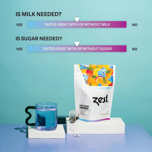 Zest 150mg High Caffeine Energy Leaf Blend - Blue Lady Black Tea - 20 Pack Bag - Hot or Iced - All Natural Strong Flavored Healthy Coffee Alternat...