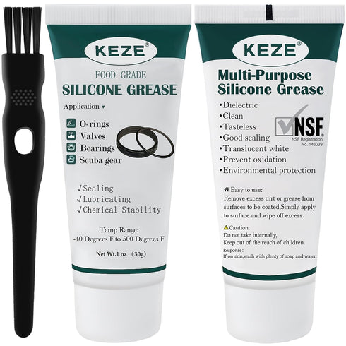 Food Grade Silicone Grease for Plumber Faucet O Rings Lubricant 1 oz 2-Pack with Brush...