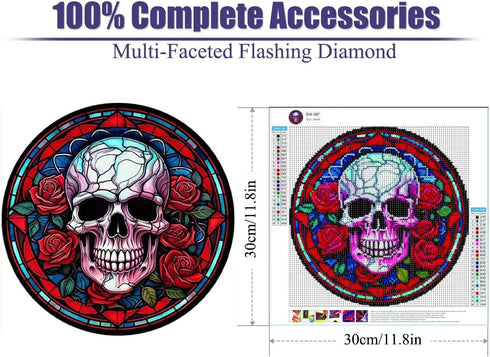 Skull Diamond Painting Kits Skeleton Flower Diamond Art,5D DIY Diamond Painting for Adults,Halloween Gem Art for Adults Wall Home Decor 12x12 inch...