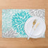 Turquoise Blue and Gray Placemats Set of 6, Washable Table Place Mats for Kitchen Dining Home 12 X 18 Inch...