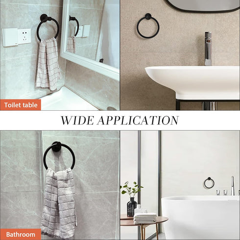 Towel Ring,Hand Towel Holder for Wall Mounted,Towel Holder,Towel-Racks, Bathroom Hardware Simple Round Towel Hanger SUS 304 Stainless Steel (Black...