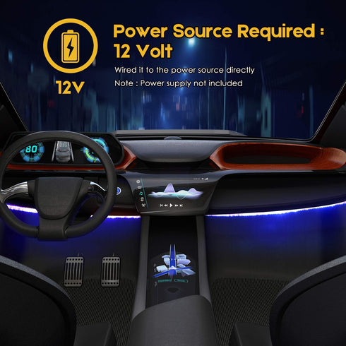 24 Inch Blue Car Led Strip Light Cuttable 12V for Inside Automotive Car Truck Marine Boat Inside, Pack of 4...