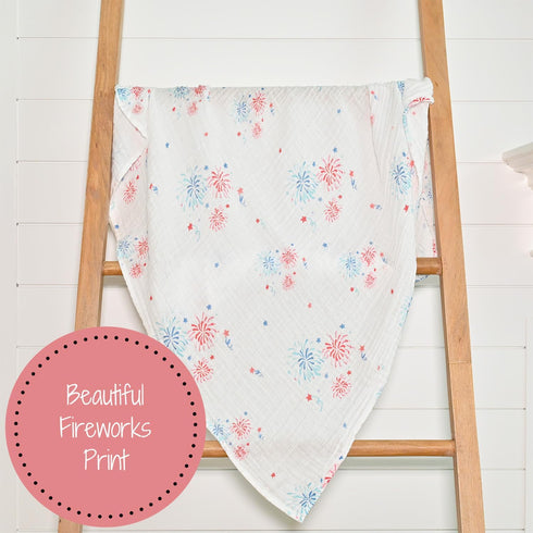 Swaddle Blanket 100% Cotton, Muslin Swaddle Blankets Suitable for 4th of July Baby Outfit, Soft Baby Swaddle Blanket 47 x 47 inches, Baby Essentia...