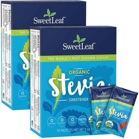 SweetLeaf Organic Stevia Packets - Zero Calorie Stevia Powder, No Bitter Aftertaste, Sugar Substitute for Keto Coffee, Nothing Artificial, Non-GMO...