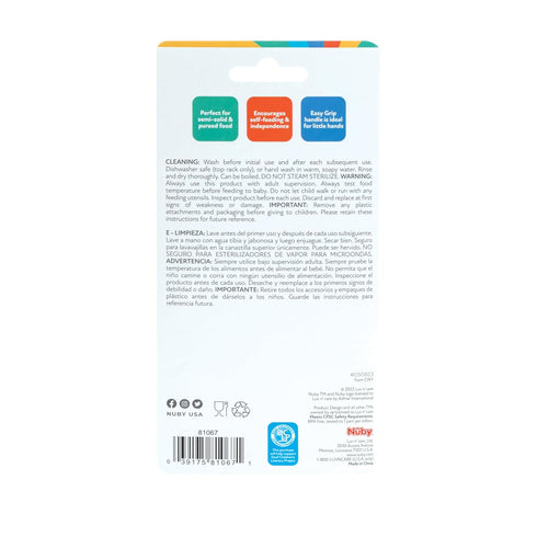 Nuby Dip & Scoop Spoons - (2-Pack) Baby Led Weaning Spoons for Babies - 6+ Months - Purple and Pink...