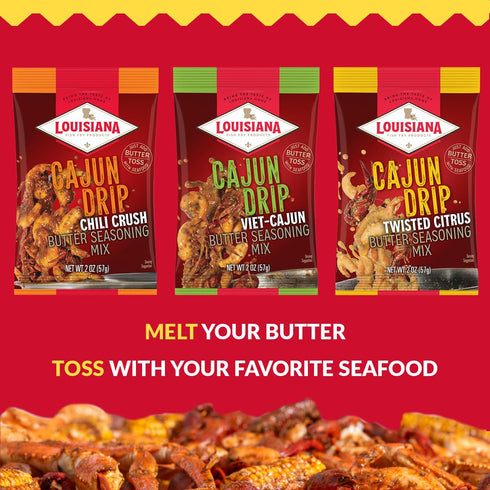 Louisiana Fish Fry Cajun Drip 2oz Bag - Seafood Seasoned Butter Sauce - Elevate your boiled seafood game with Louisiana Fish Fry Cajun Drip (Cajun...