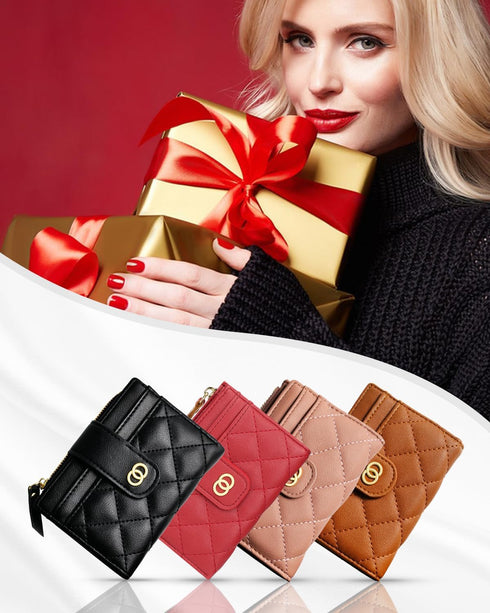 Small Wallet For Women- Credit Card Holder Wallet For Women Girls- Zipper Small Bifold Wallet Mini Coin Purse With ID Window...