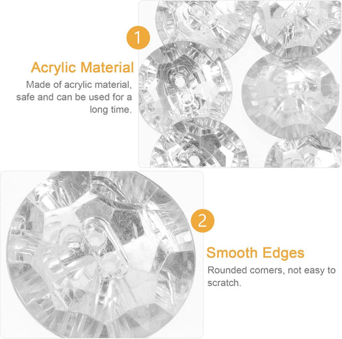 Kisangel Rhinestone Buttons 100pcs Acrylic Crystal Button Rhinestone Sewing Fastening Button 2 Holes Crafts Button Replacemnet for Scrapbooking Sh...