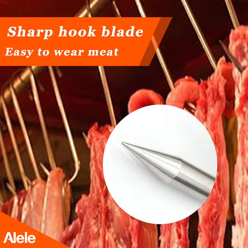 Alele 8 Inch Meat Hook 10mm Heavy Duty Stainless Steel Butcher Hooks for Hanging Beef (Meat Hook 10mm 8inch 4p)...