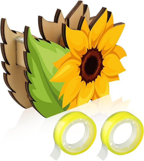 BBTO Sunflower Desktop Tape Dispenser with 2 Rolls Tapes Set Cute Sunflower Gifts Flower Tape Dispenser, Funny Desk Tape Dispenser for Christmas O...