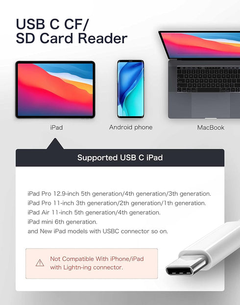 USB C SD Card Reader for iPhone 15/iPad/Mac, ChiaoPio USB C to SD CF, Type C Memory Card Adapter with Compact Flash/CF/SD/MicroSD Slots Compatible...