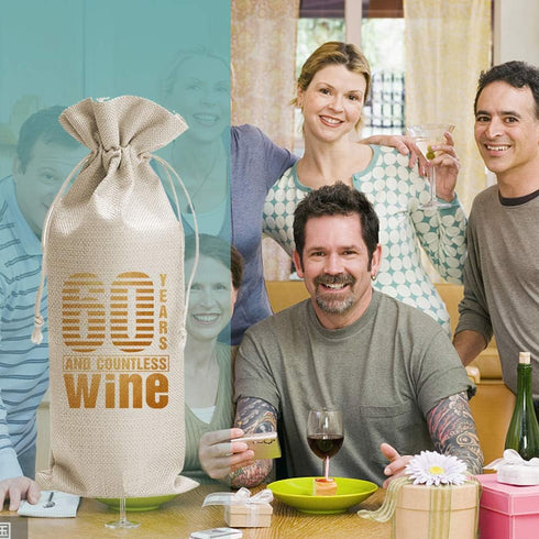 LONLONBANG Funny 60th Birthday Gift Wine Bags, Funny Personalized Bday Gift Ideas for Women Men Mom Dad Boss Co-worker Friend, 60th Birthday Party...