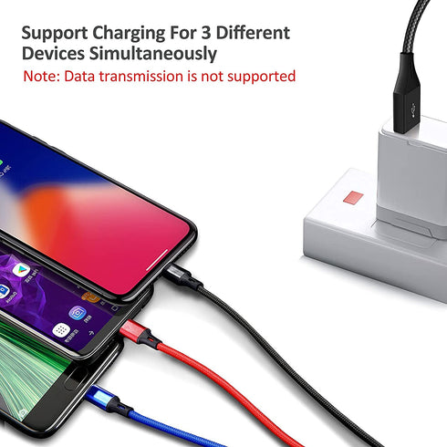 Multifunction USB Charging Cable Set,3 Pack 3 in 1 Nylon Braided Cord,Multiple Fast Charger Cords for Home,Office,Car......