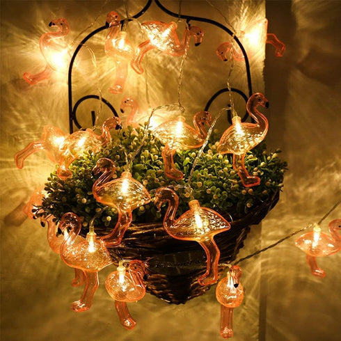 DomeStar 10Ft Pink Flamingo String Lights - LED Battery Operated Fairy Lights, Outdoor Patio Decor for Garden, Poolside, Tropical Hawaiian Luau Pa...