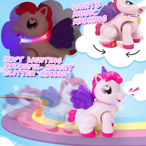 Musical Unicorn Baby Crawling Toys for 3 Year Old Girl Baby, Walking Interactive Action Infant Light up Toy,Tummy Time Toddle Development Learning...