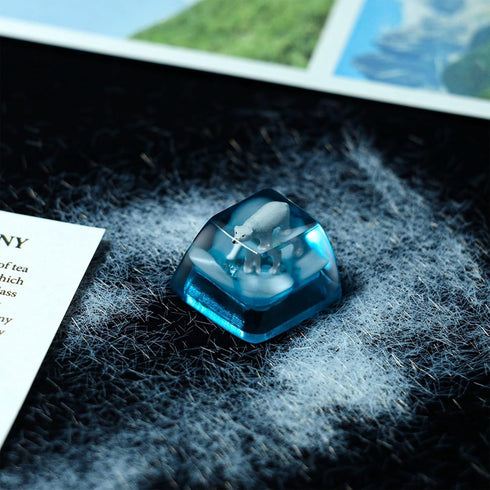 Gaming Resin Artisan Keycaps OEM,Polar Bear Keycap,Handmade ESC Custom Keycaps for Cherry MX Switches Gaming Mechanical Keyboard,Transparent Backl...