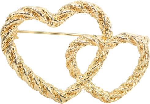 Gyn&Joy Gold Tone Fashion Double Heart Scarf Brooch Pin for Women...