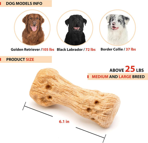 Dog Chew Toys Pine Wood and Nylon Tough Dog Toys for Aggressive Chewers Real Bacon Indestructible Dog Toys to Keep Them Busy...