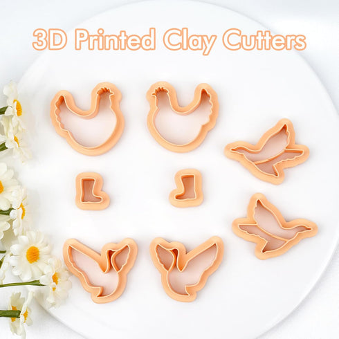 Puocaon Farm Polymer Clay Cutters - 8 Pcs Chicken Clay Cutters for Polymer Clay Jewelry, Goose Polymer Clay Cutters for Jewelry Making, Special Ch...