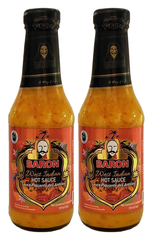 Baron West Indian Hot Pepper Sauce 14oz (Pack of 2)...